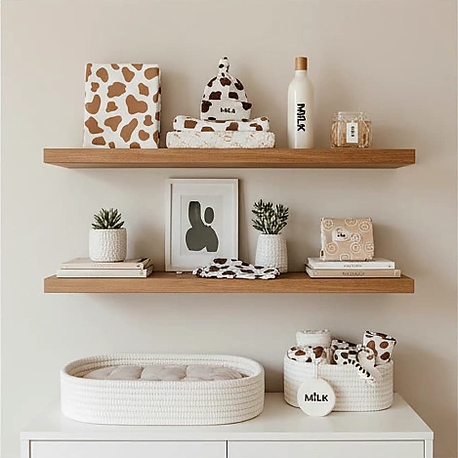 M!LK — étagère nursery, pièces coordonnées, finitions soignées
